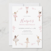 バレエダンサーバレリーナバースデーパーティーの招待 招待状 (正面)