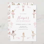 バレエダンサーバレリーナバースデーパーティーの招待 招待状 (正面/裏面)