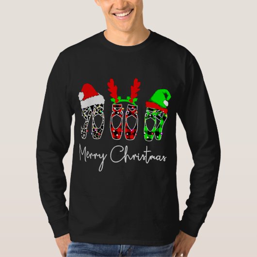 バレエダンサーバレリーナメリークリスマスクリスマス Tシャツ (正面)