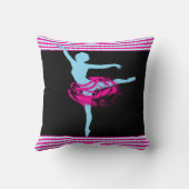 バレエダンサーピンクとターコイズオンブラック クッション (裏面)