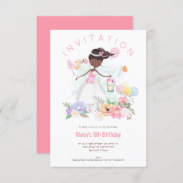 バレエダンサーピンクフローラガール6thバースデーパーティー 招待状