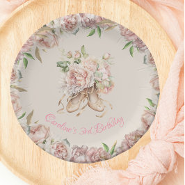 バレエダンサーピンクフローラ誕生日 ペーパープレート