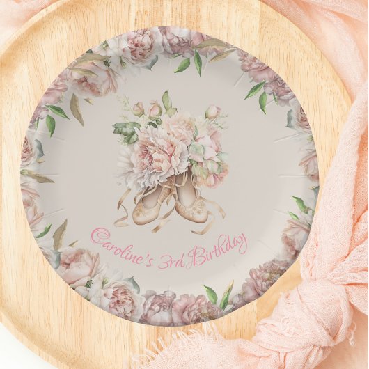 バレエダンサーピンクフローラ誕生日 ペーパープレート