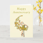 バレエダンサー女性記念日カード カード (黄色い花)