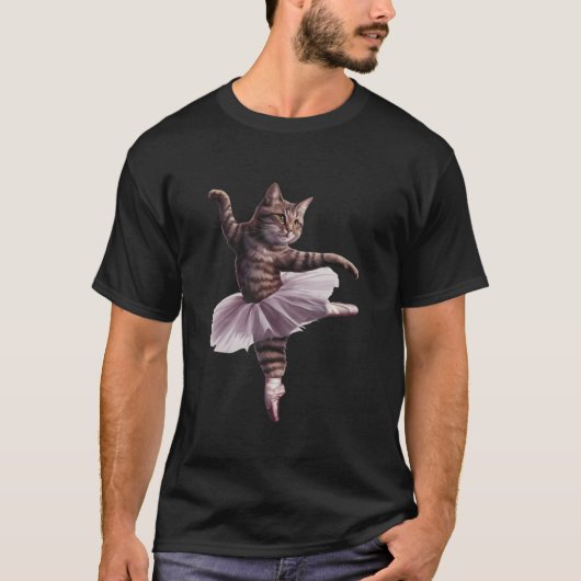 バレエダンサー猫Tシャツ Tシャツ (正面)