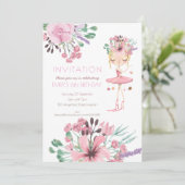 バレエダンサー花模様女子6thバースデーパーティー 招待状 (スタンド正面)