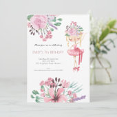 バレエダンサー花模様女子7thバースデーパーティー 招待状 (スタンド正面)