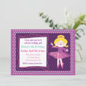 バレエダンサー キッズパーティー 誕生日招待状 招待状 (スタンド正面)