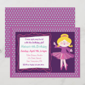 バレエダンサー キッズパーティー 誕生日招待状 招待状 (正面/裏面)