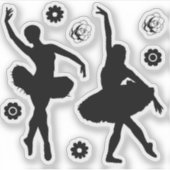 バレエダンサー バレエ 花 シルエット シール (正面)