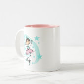 バレエダンサー-ブラウンのTシャツおよびギフト ツートーンマグカップ (正面左)