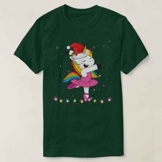 バレエダンサーUnicornサンタハットキッズガールズクリスマスBa Tシャツ (デザイン正面)