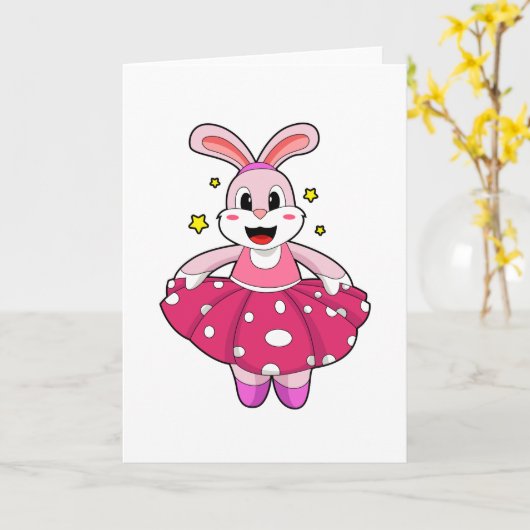 バレエダンスのウサギ カード (黄色い花)