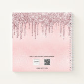 バレエダンスシルバー赤面ピンクグリッターモノグラム ノートブック (裏面)