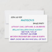 バレエダンスパーティーのご招待 招待状 (裏面)