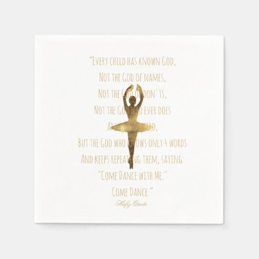 バレエダンスパーティー金ゴールドバレリーナ引用文タイポグラフィ スタンダードカクテルナプキン (正面)