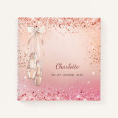 バレエダンスピンクローズ金ゴールドモノグラム ノートブック (正面)