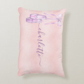 バレエダンス赤面ピンクパープルモノグラム名 アクセントクッション (裏面(縦))