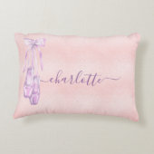 バレエダンス赤面ピンクパープルモノグラム名 アクセントクッション (裏面)