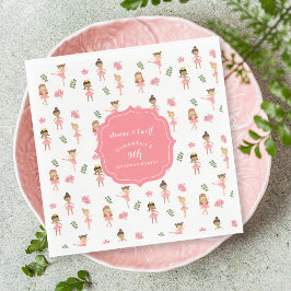 バレエダンス&トワイルピンクバレリーナ誕生日 スタンダードランチョンナプキン