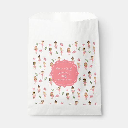 バレエダンス&トワイルピンクバレリーナ誕生日 フェイバーバッグ (正面)