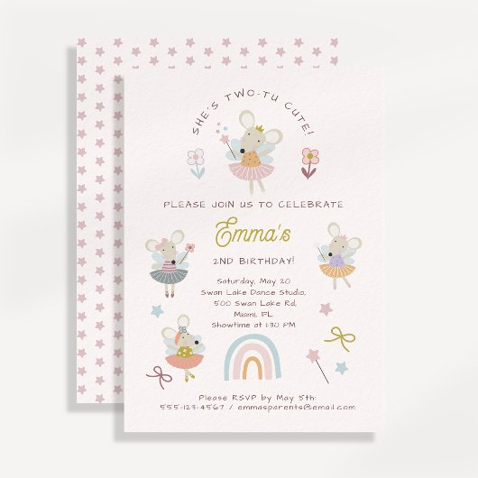 バレエネズミ誕生日招待状for Girls 招待状