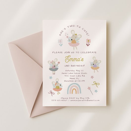 バレエネズミ誕生日招待状for Girls 招待状
