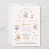 バレエネズミ誕生日招待状for Girls 招待状 (正面)