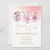 バレエバニーダンス誕生日 招待状 (正面)