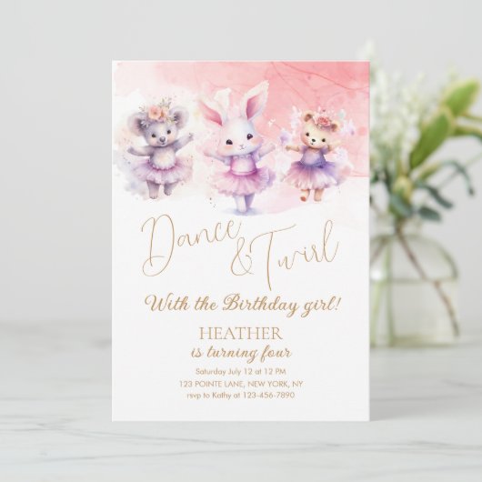 バレエバニーダンス誕生日 招待状 (スタンド正面)