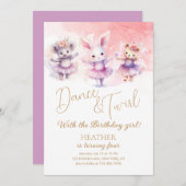 バレエバニーダンス誕生日 招待状 (正面/裏面)