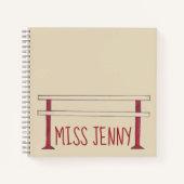 バレエバレダンパーソナライズされたス先生バレリーナ ノートブック (正面)