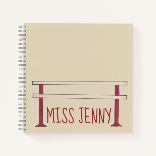 バレエバレダンパーソナライズされたス先生バレリーナ ノートブック (正面)