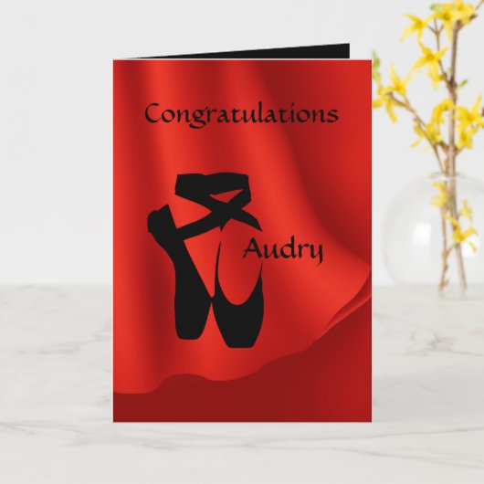 バレエバレリーナおめでとうポイントシューズ カード (黄色い花)