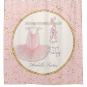 バレエバレリーナダンスシューズ小さな女の子デコール シャワーカーテン (正面)