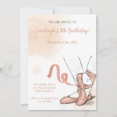 バレエバレリーナバラピンク誕生日 招待状 (正面)