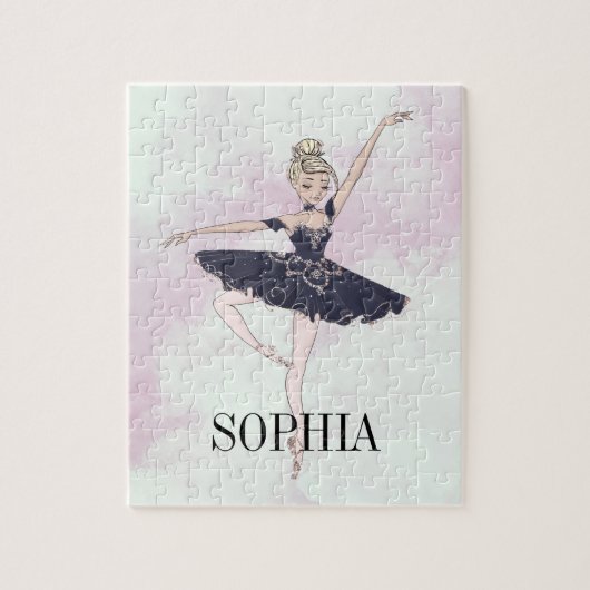 バレエバレリーナパーソナルピンクブルー ジグソーパズル (縦)