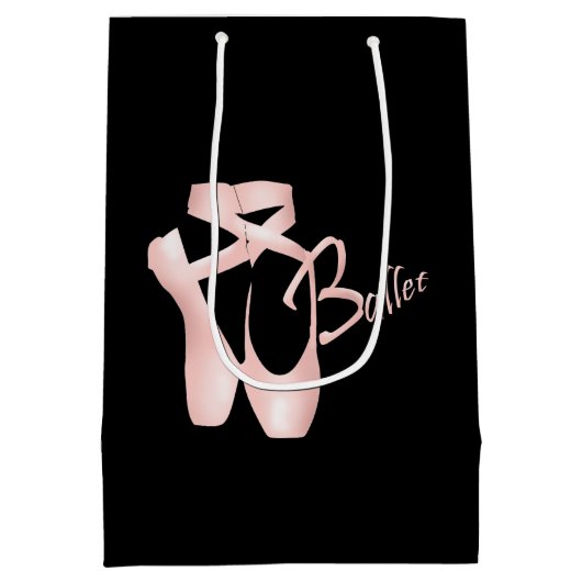 バレエバレリーナピンクポイントシューズM抱き枕 ミディアムペーパーバッグ (裏面)