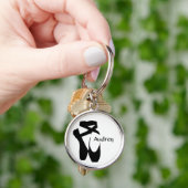 バレエバレリーナブラックポインテシューズカスタムベーシック キーホルダー (手)