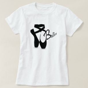バレエバレリーナブラックポイントシューズベーシックT Tシャツ