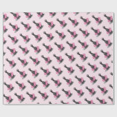 バレエバレリーナプリンセスグレイハウンドッグ（黒） ラッピングペーパー (フラット)