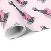 バレエバレリーナプリンセスグレイハウンドッグ（黒） ラッピングペーパー (ロールコーナー)