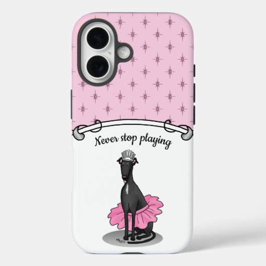 バレエバレリーナプリンセスグレイハウンドッグ(黒) Case-Mate iPhoneケース (裏面)