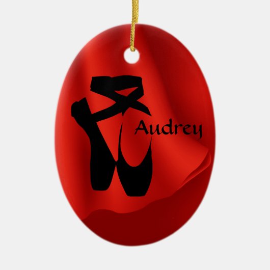 バレエバレリーナ誕生日ポインテシューズクリスマス セラミックオーナメント (正面)