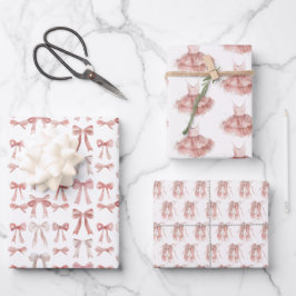 バレエバレリーナ赤面ピンクツチュダンスシューズガーリー ラッピングペーパーシート