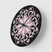 バレエパターン（ピンク） ラウンド壁時計 (傾斜)