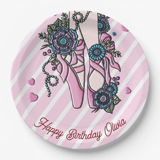 バレエパーソナライズされたシューズ ペーパープレート (正面)