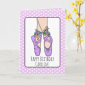 バレエパーソナライズされたスリッパーズバレリーナ誕生日Ca カード (黄色い花)
