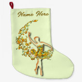 バレエパーソナライズされたダンサーガールクリスマスストッキング ラージクリスマスストッキング (正面)
