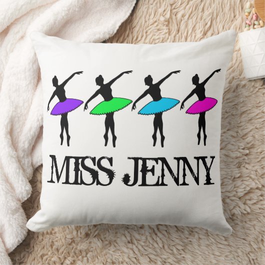 バレエパーソナライズされたバレリーナダンス先生ポインテ クッション (ブランケット)